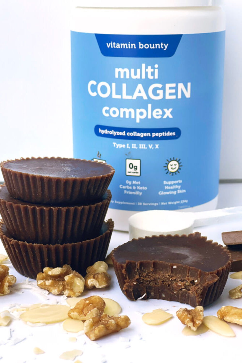 Almond Butter Chocolate Cups made with Vitamin Bounty Multi Collage Complex