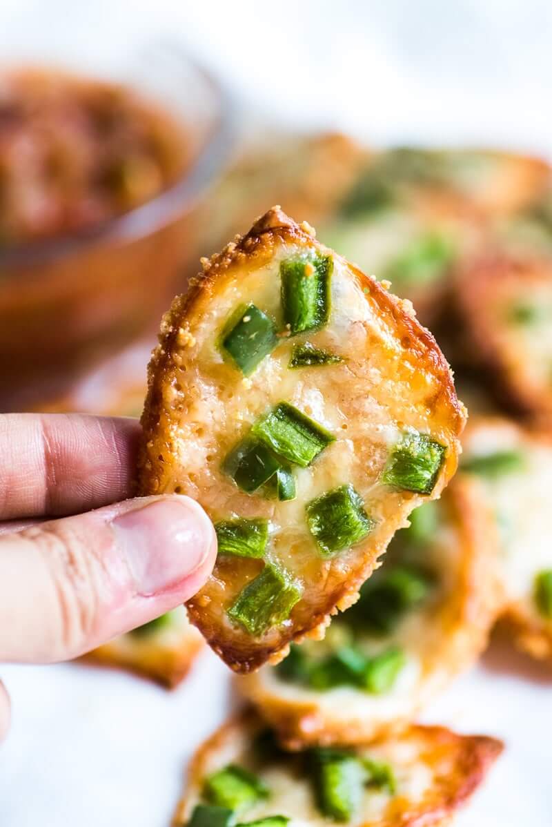 Jalapeno Parmesan Crisps with green onions