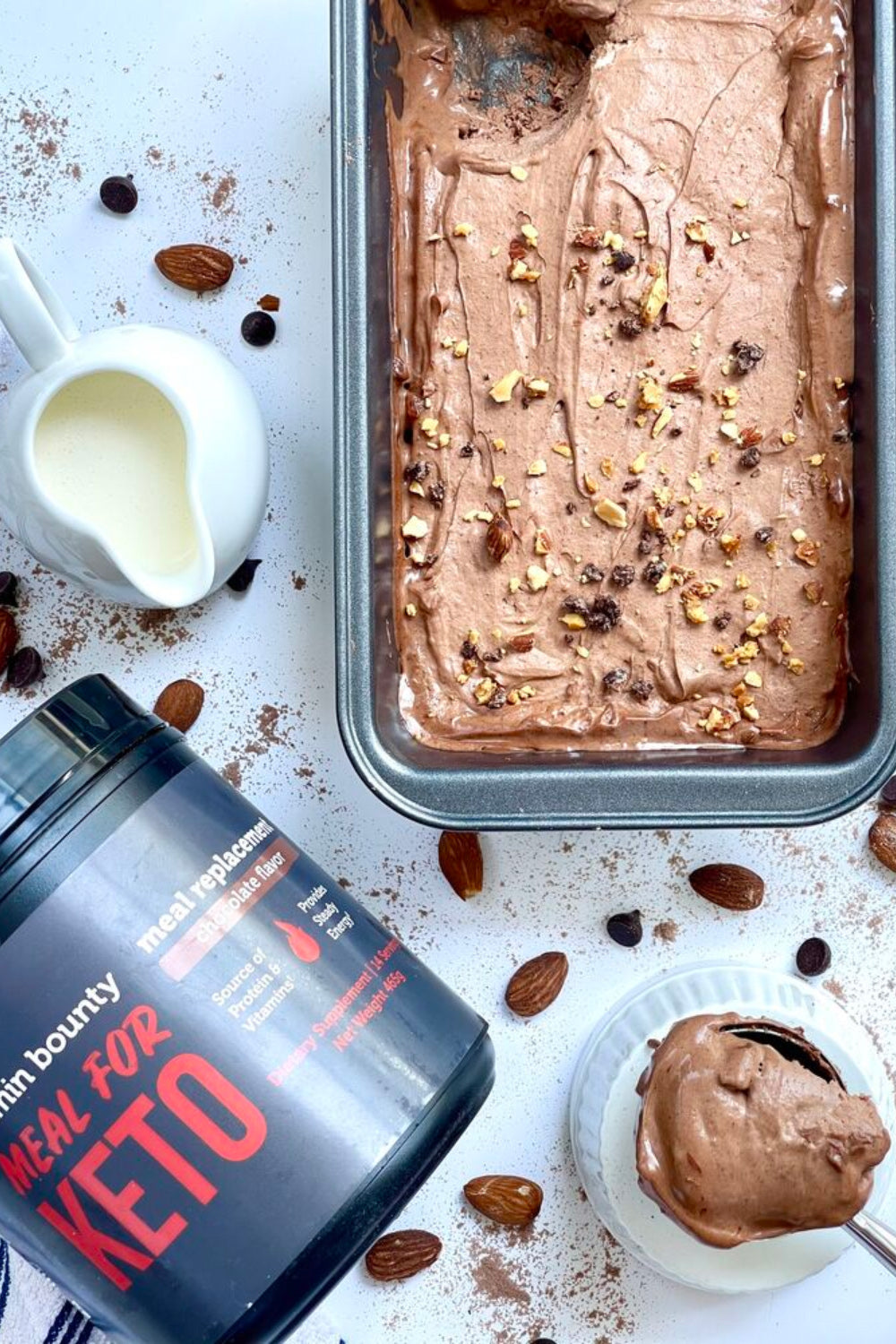 Salted Almond Chocolate Ice Cream made with Vitamin Bounty's Meal For Keto