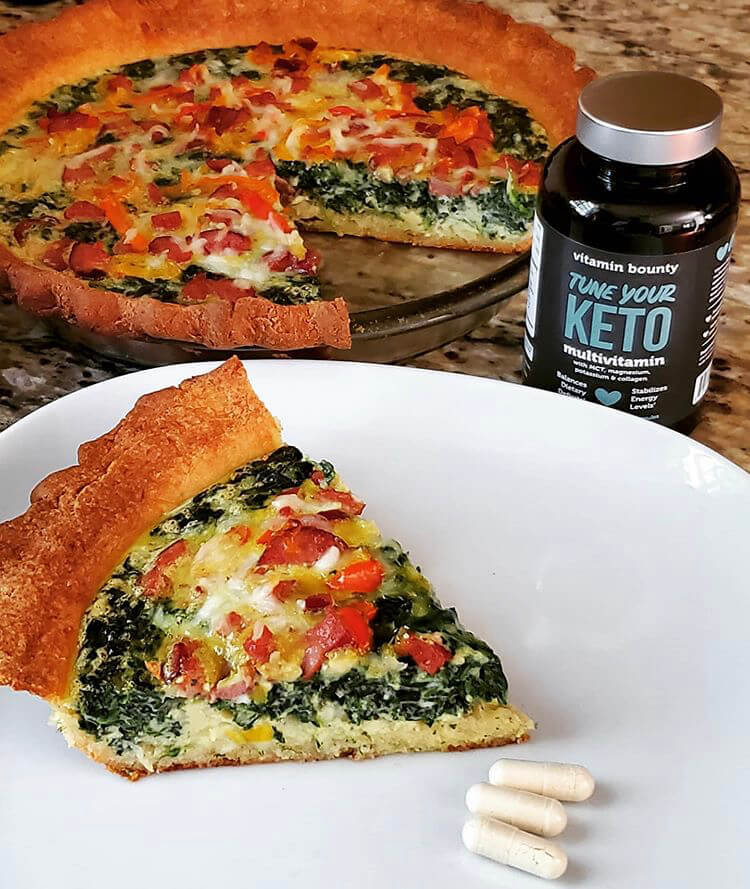 Quiche Lorraine with turkey spinach and tomatoes