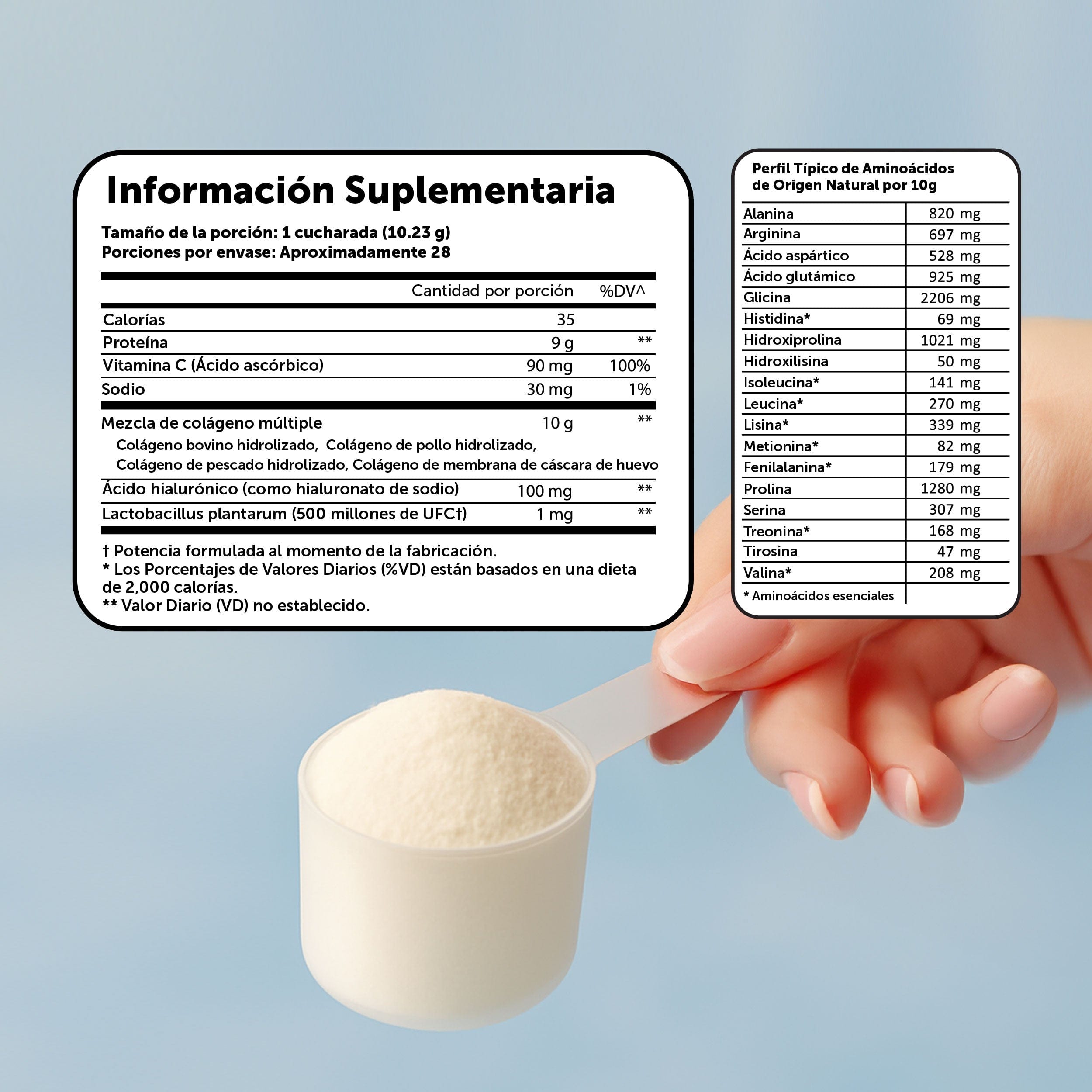Colágeno Hidrolizado 5 en 1 con Ácido Hialurónico, Vitamina C y Probióticos