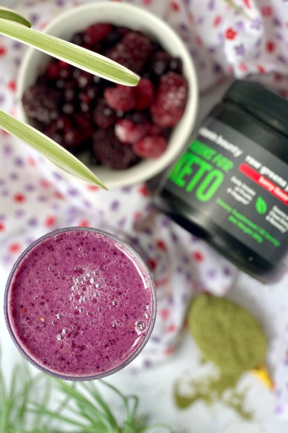Berry Smoothie, made with Vitamin Bounty Green's for Keto