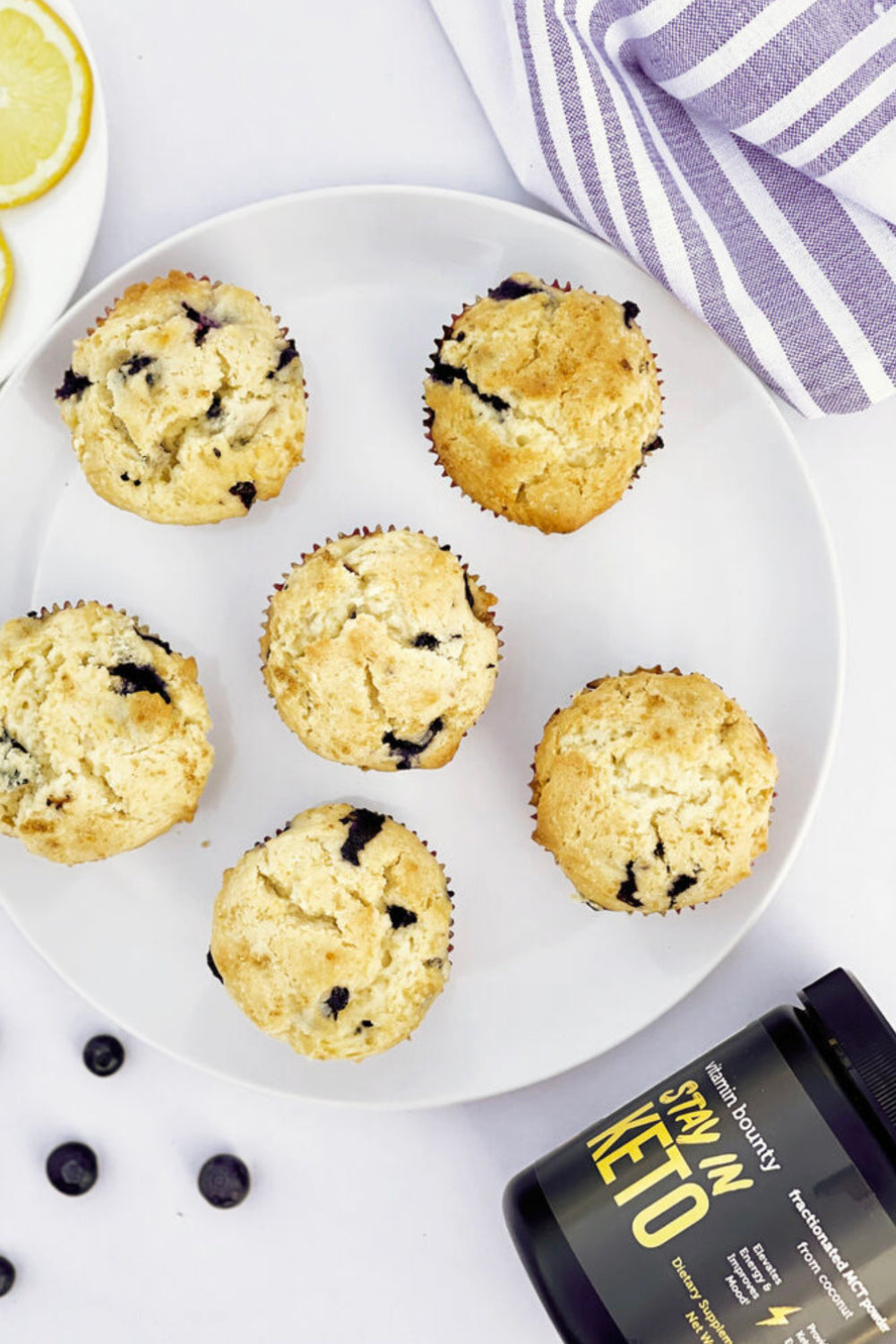  Blueberry Lemon Muffins made with Stay in Keto Powder from Vitamin Bounty
