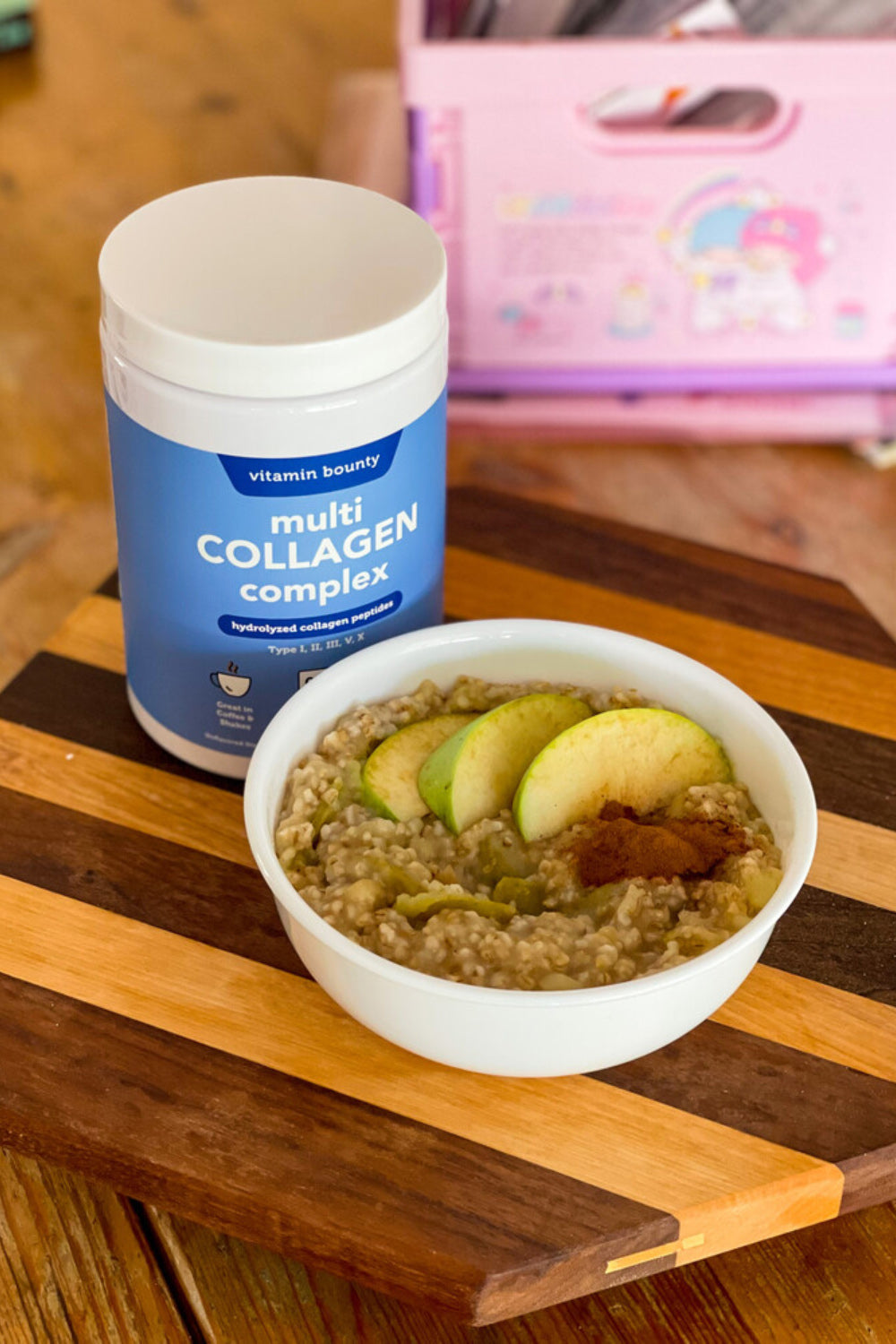 Oatmeal with apples and Vitamin Bounty Multi Collagen Complex