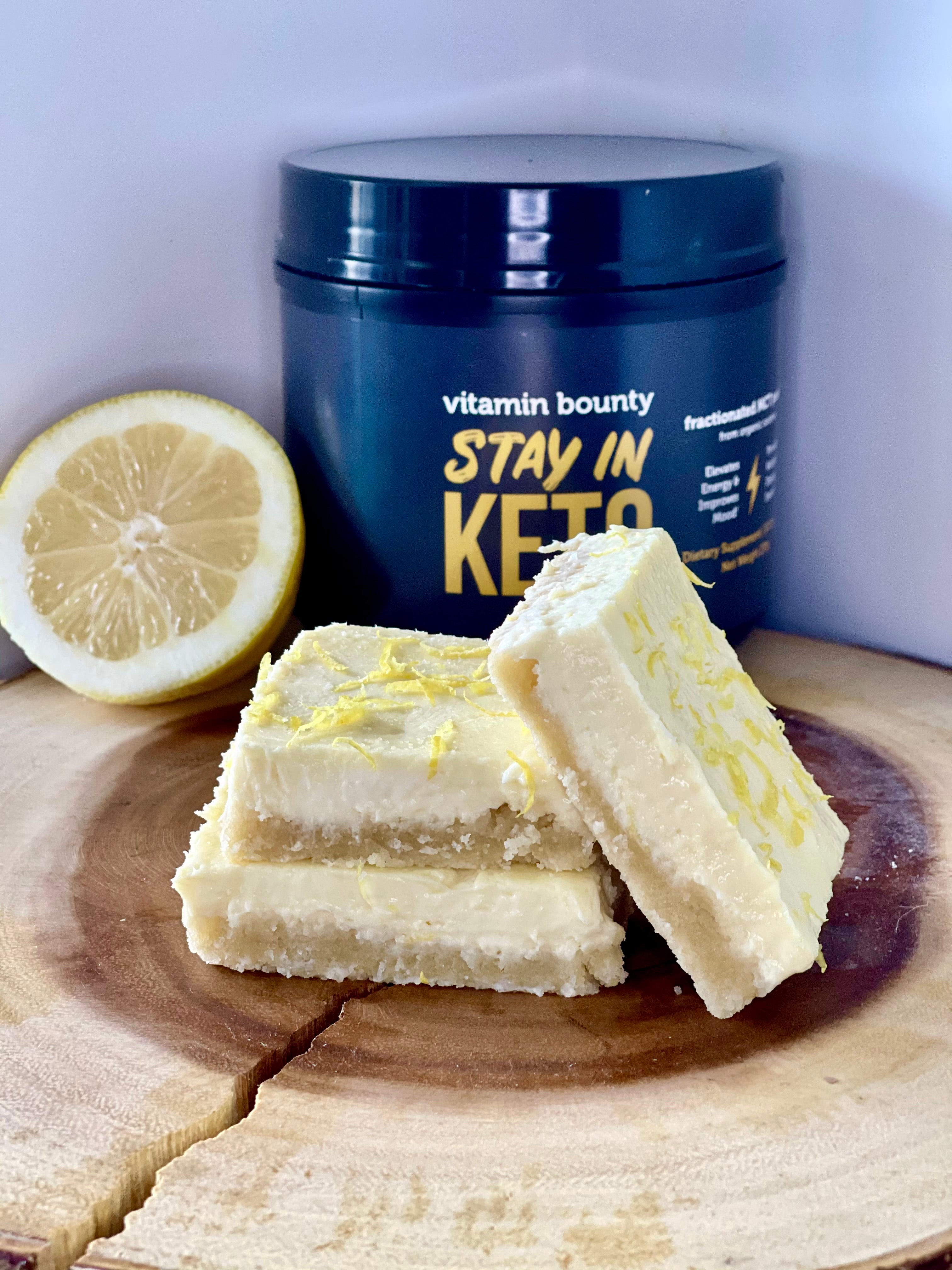 Lemon Cheesecake Bars made with Stay in Keto from Vitamin Bounty