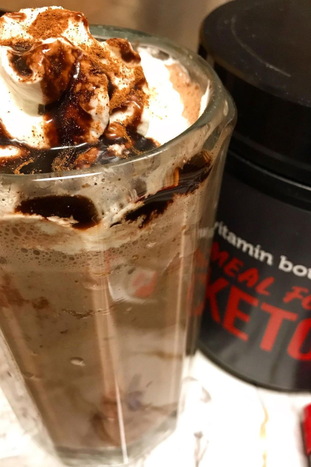 Chocolate milkshake made with Meal for Keto Protein Powder by Vitamin Bounty