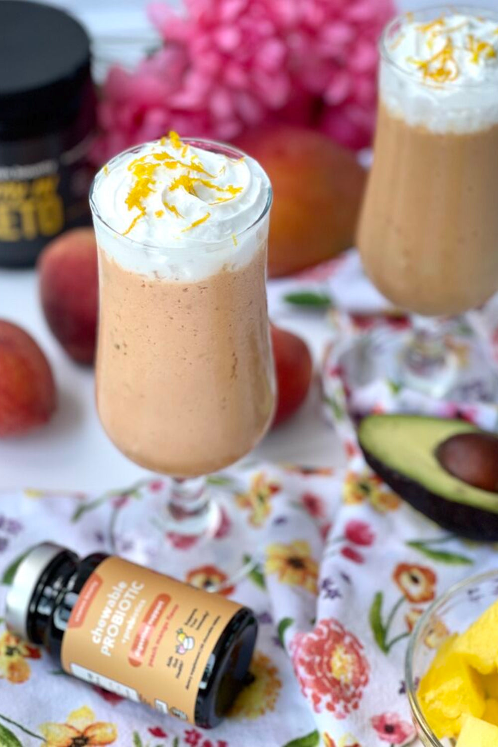 Probiotic Peach Mango Smoothie made with Vitamin Bounty Probiotic Chewable