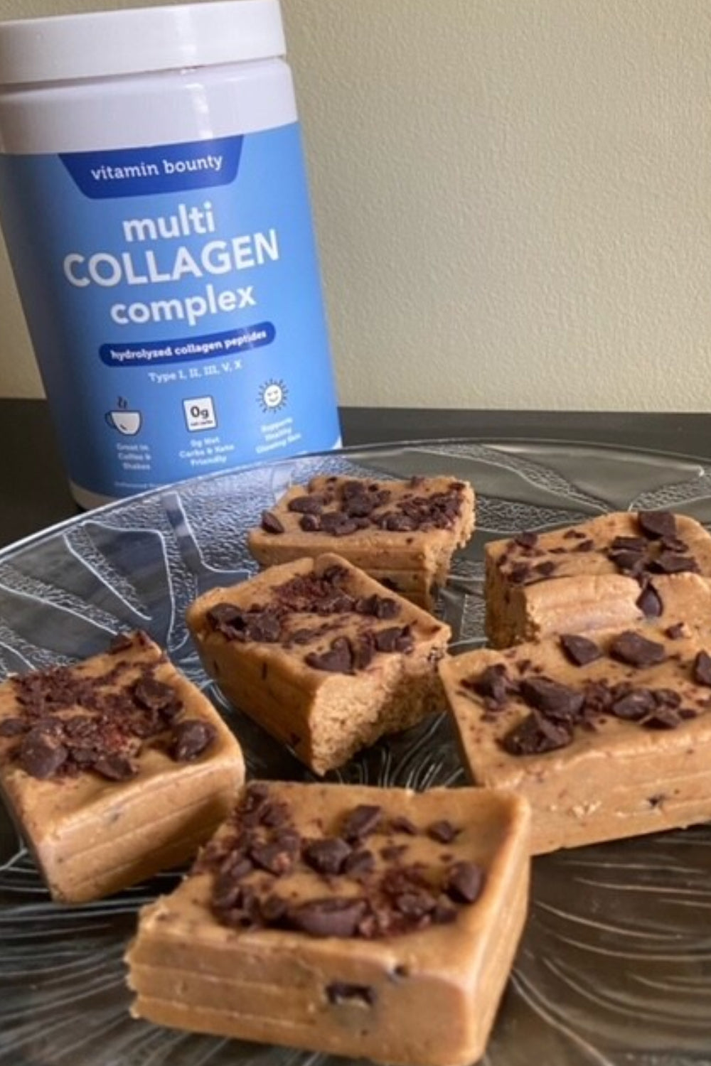 Peanut Butter Chocolate Chip Protein Bars with Vitamin Bounty Multi Collagen Complex