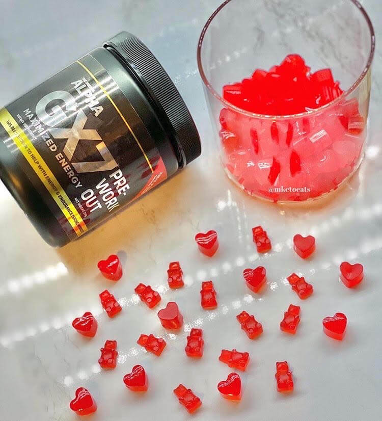red gummy bears made of GX7 pre workout from Vitamin Bounty